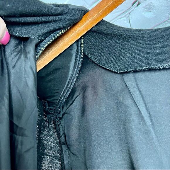 Vintage 80s Samuel Blue Jersey Wool Dress Leather Trimmed Waist Made in USA - Picture 12 of 12